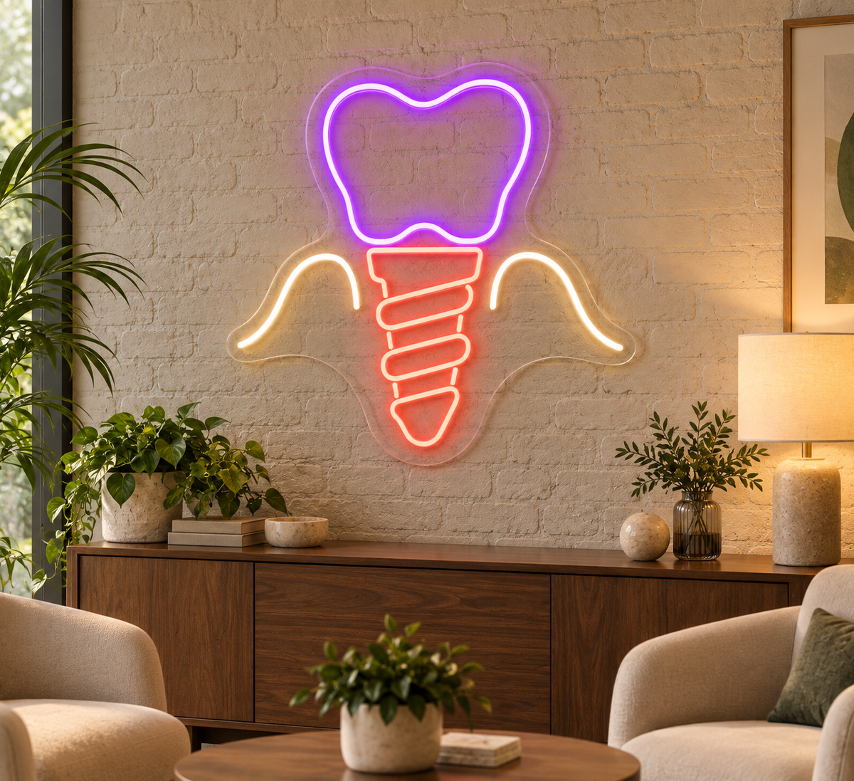 Dental Implant LED Neon Sign for Oral Surgery Centers - interior setting