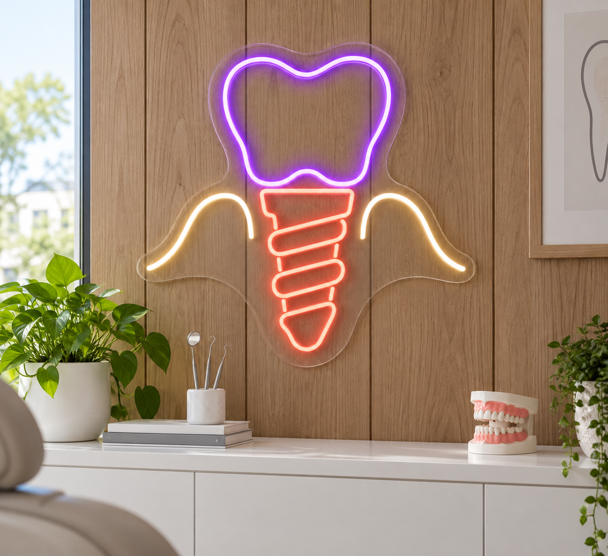 Dental Implant LED Neon Sign for Oral Surgery Centers - interior setting