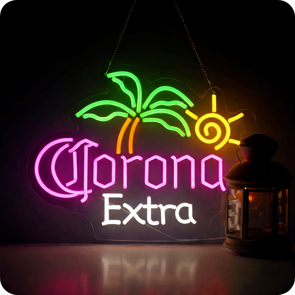 Tropical Palm Tree Beach LED Neon Sign for Bar and Lounge Decor
