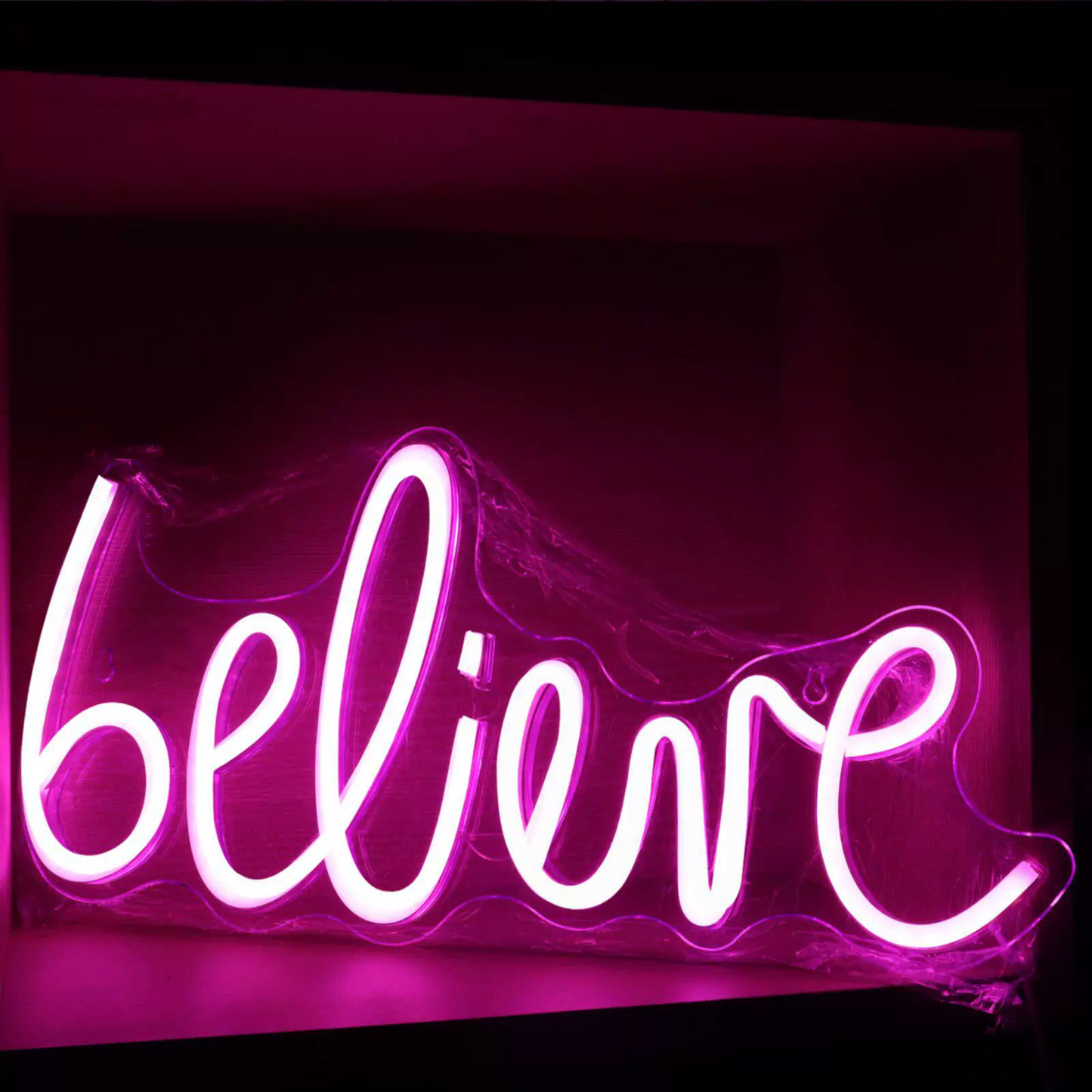 Believe Script LED Neon Sign for Bedroom Inspirational Wall Decor Light