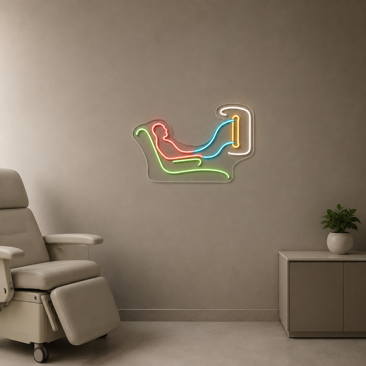 Dialysis Chair & Patient LED Neon Sign for Dialysis Centers - interior setting