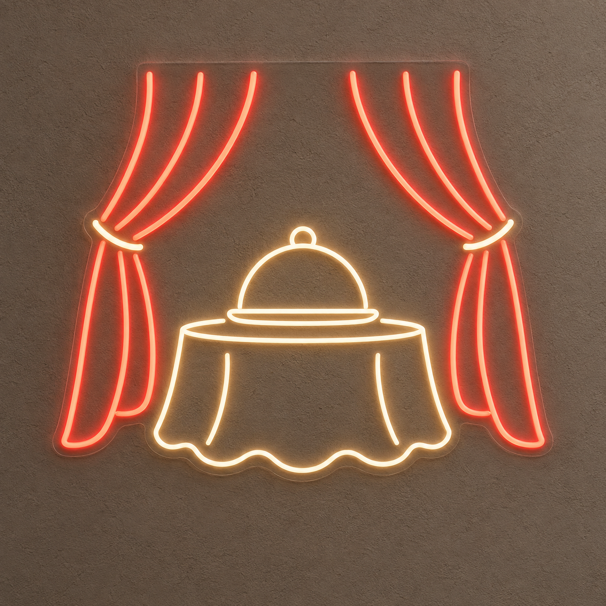Cloche & Stage Curtains LED Neon Sign for Dinner Theaters - design reference