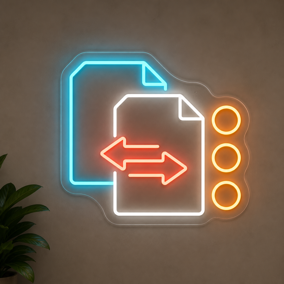 Document Exchange & Directional Arrows LED Neon Sign for Copy Shops - design reference