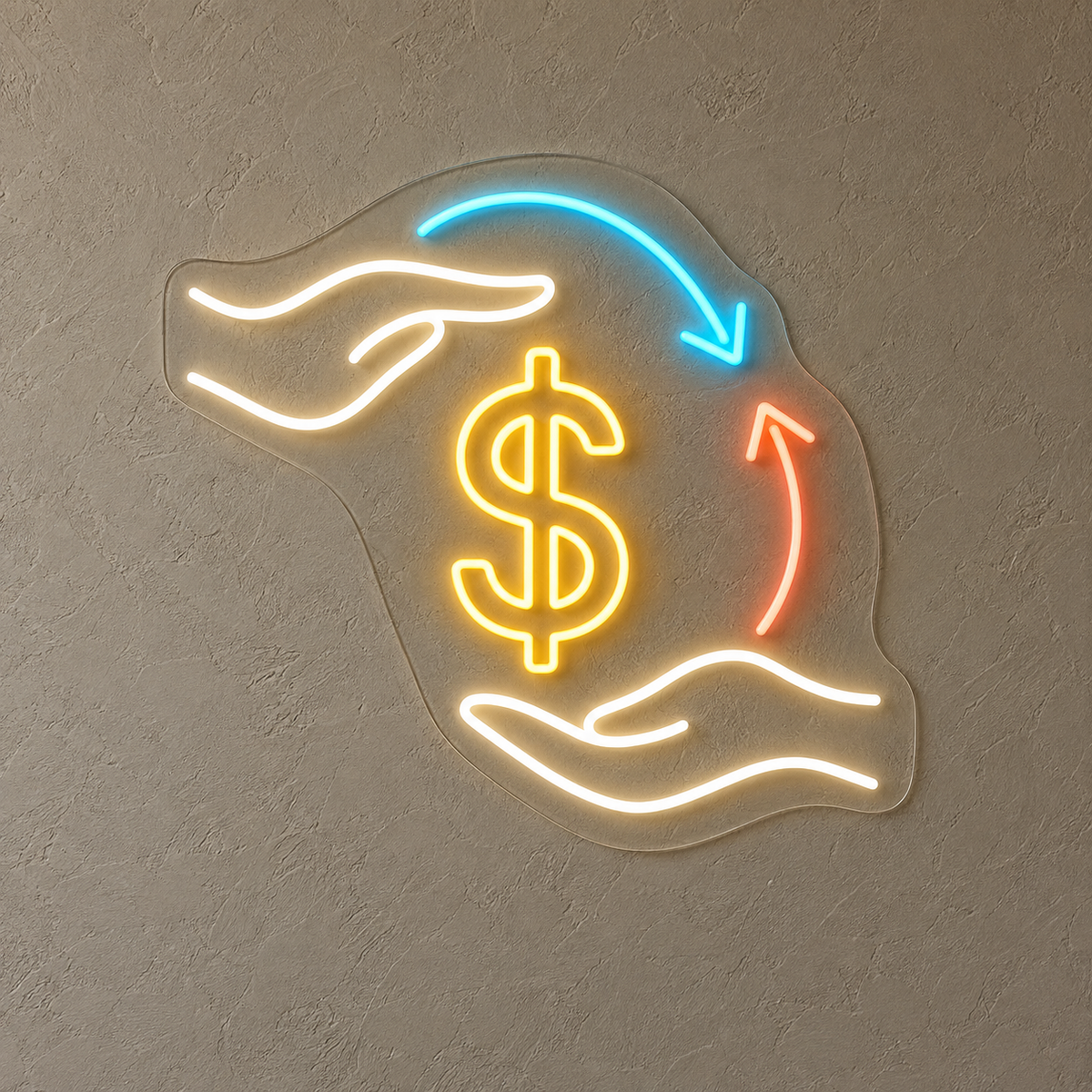 Dollar Exchange & Hands LED Neon Sign for Currency Exchanges - design reference