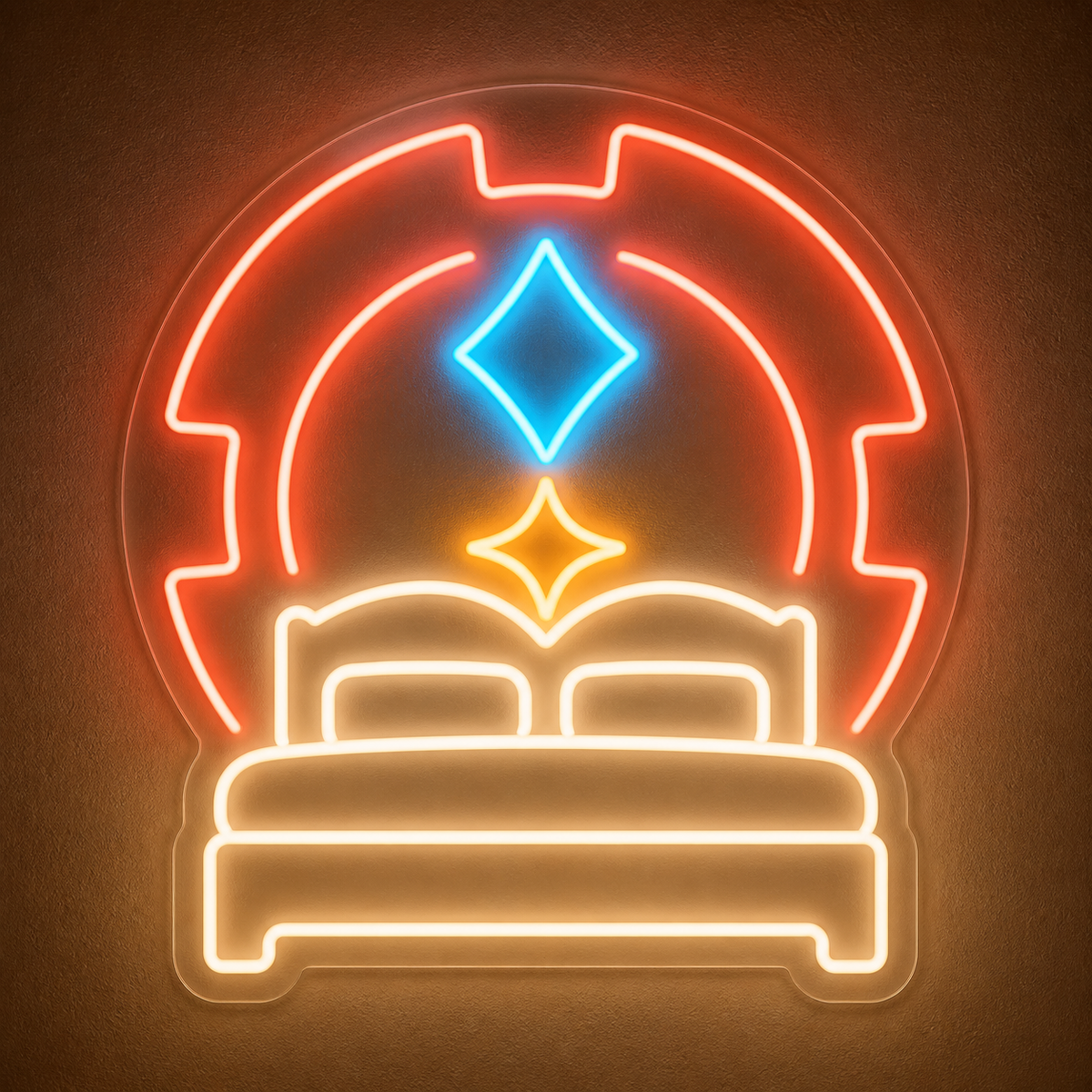 Double Bed & Sparkles LED Neon Sign for Casino Hotels - design reference