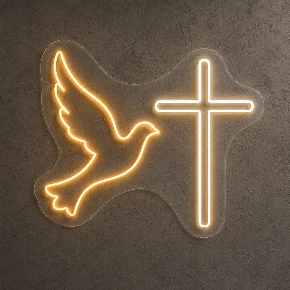 Dove and Cross LED Neon Sign for Faith-Inspired Spaces - design reference