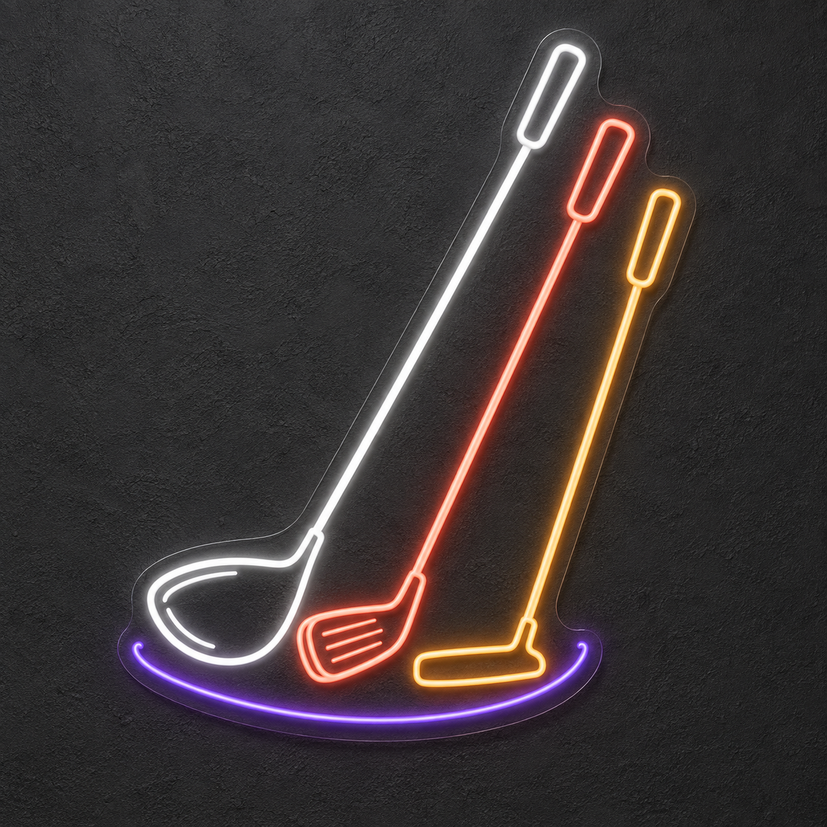 Three Golf Clubs LED Neon Sign for Golf Pro Shops - design reference