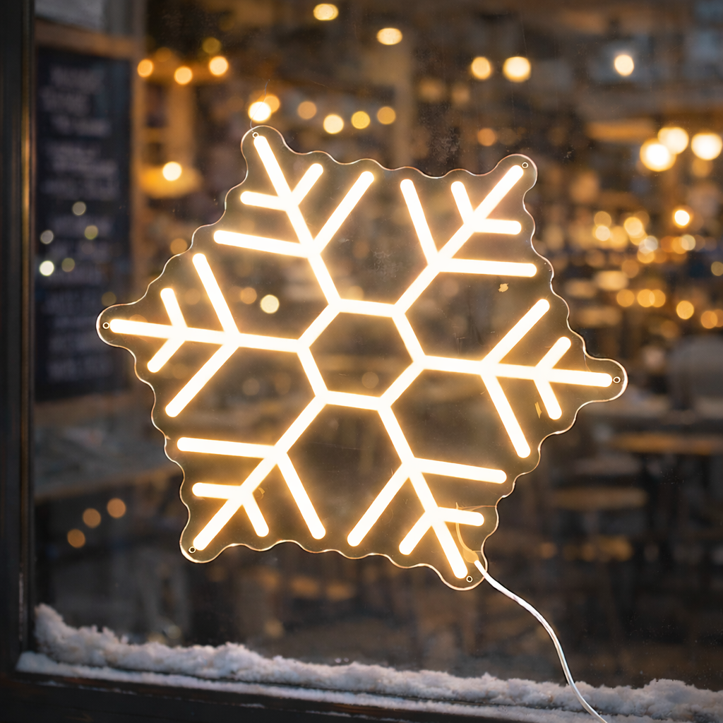 Snowflake LED Neon Sign Winter Christmas Wall Light for Home Party and Holiday Decor