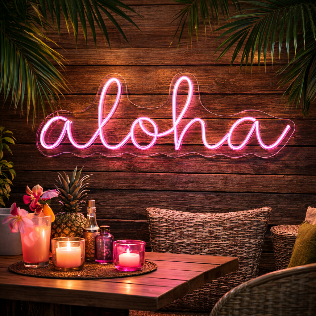 Aloha LED Neon Sign Hawaii Neon Light for Bar Beach Party Room Decor