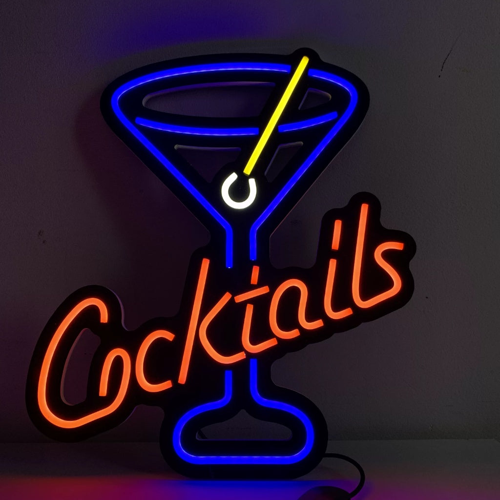 Cocktails LED Neon Sign Martini Glass Neon Light Wall Decor for Bar Restaurant Lounge
