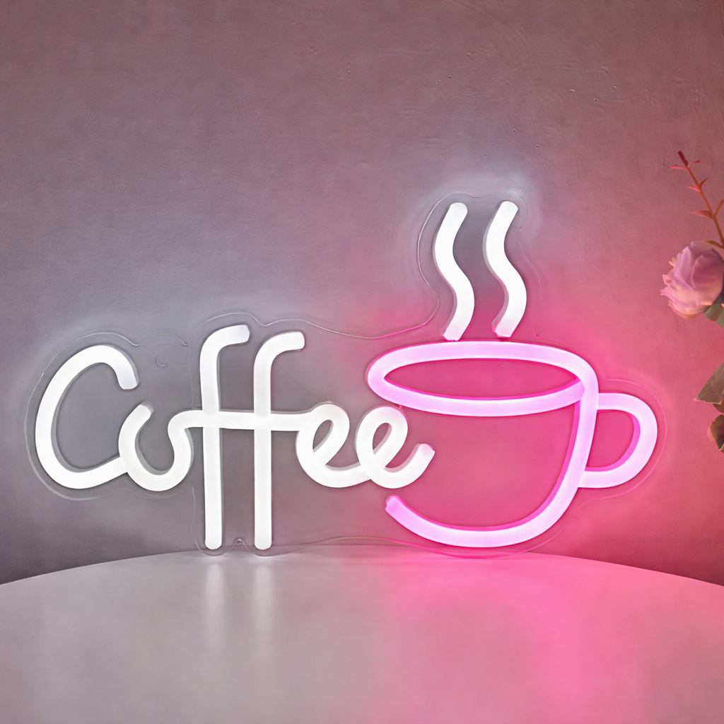 Coffee Cup LED Neon Sign for Kitchen Cafe Wall Decor Light
