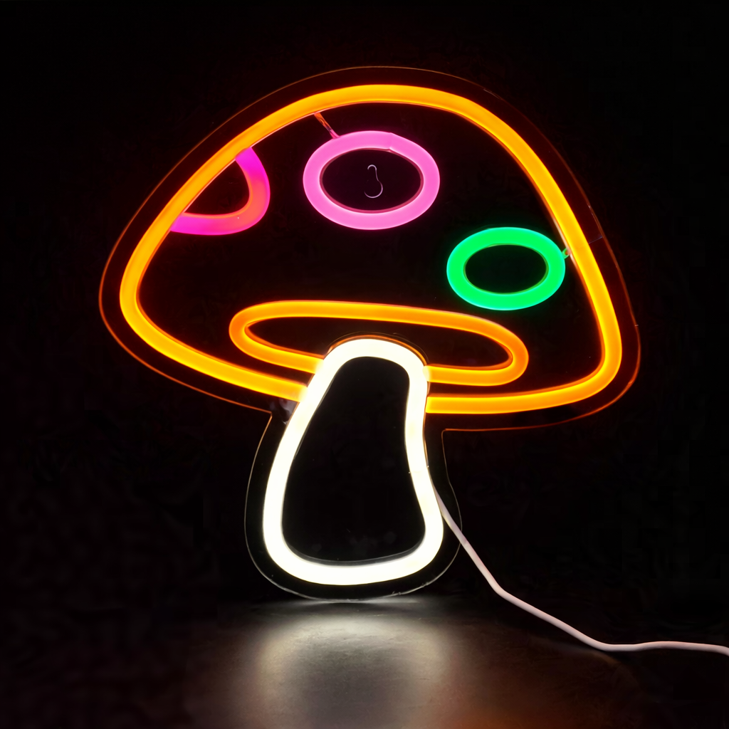 Cute Mushroom LED Neon Sign for Bedroom Aesthetic Room Wall Decor Light