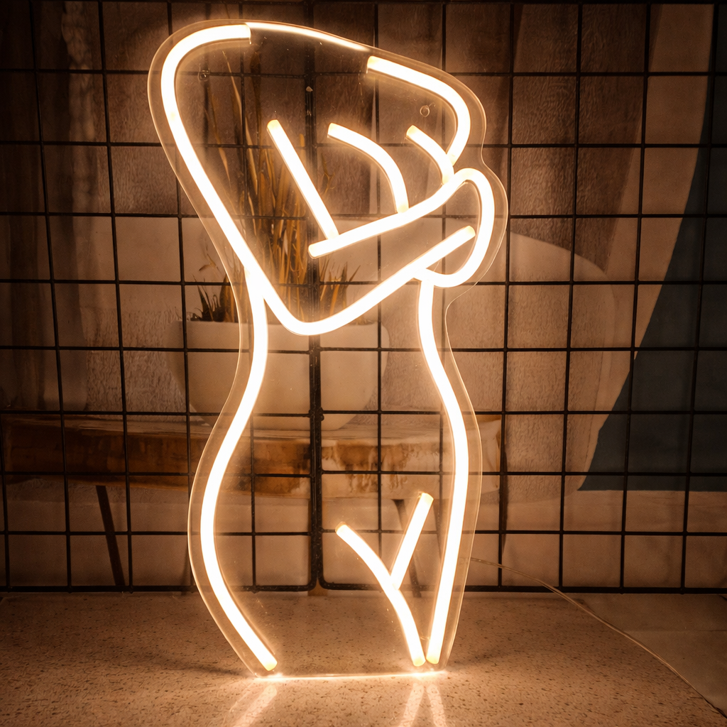 Sexy Body Outline LED Neon Sign Pink Silhouette Neon Light for Bedroom Wall Decor
