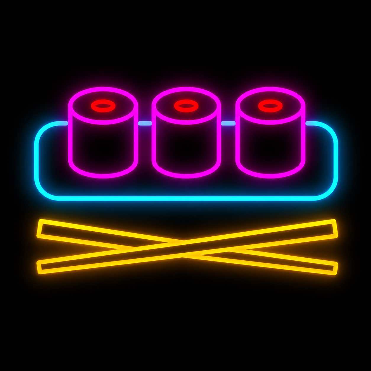 Minimalist Sushi Rolls LED Neon Sign with Chopsticks Japanese Food Neon Light Wall Decor for Restaurant Bar