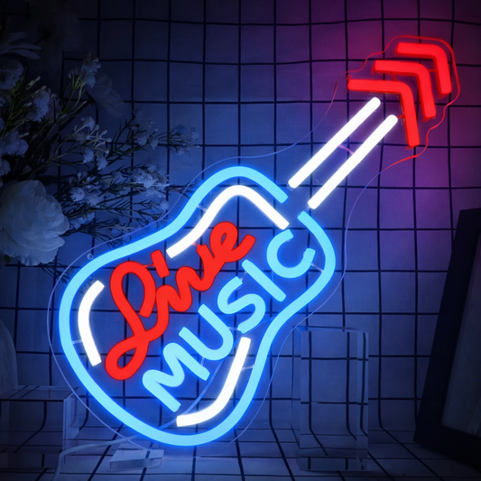 Love Music LED Neon Sign Guitar Neon Light for Room Bedroom Wall Decor