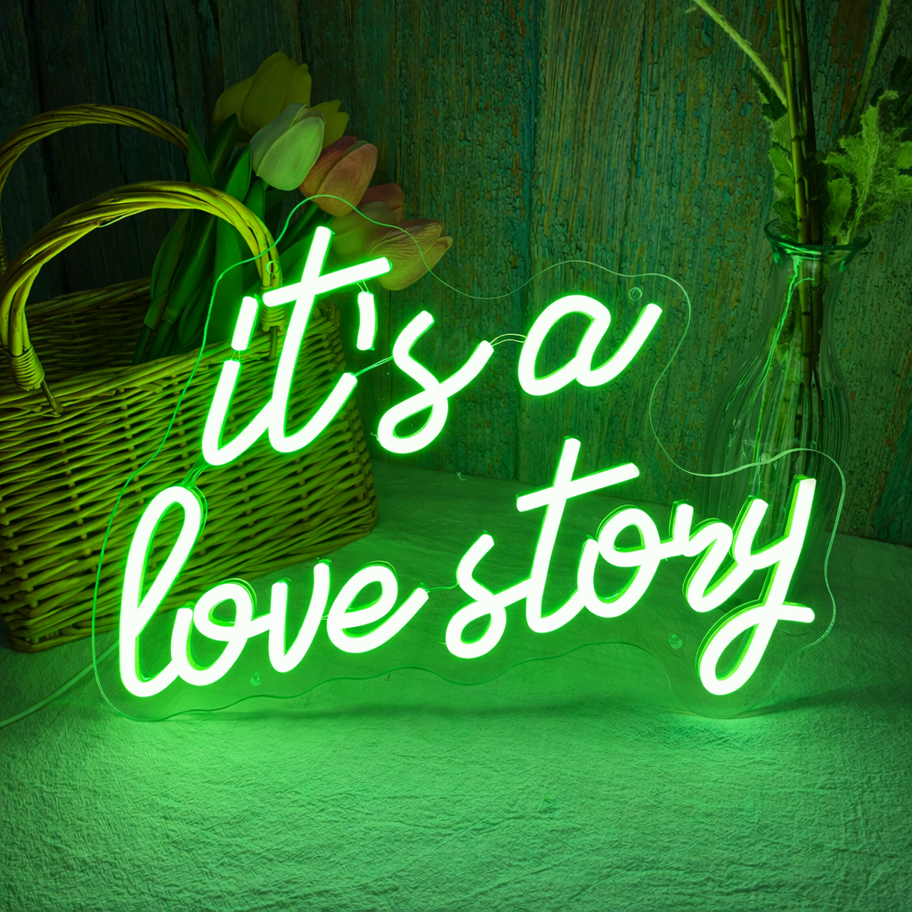 It’s a Love Story LED Neon Sign for Bedroom Romantic Wall Decor Light