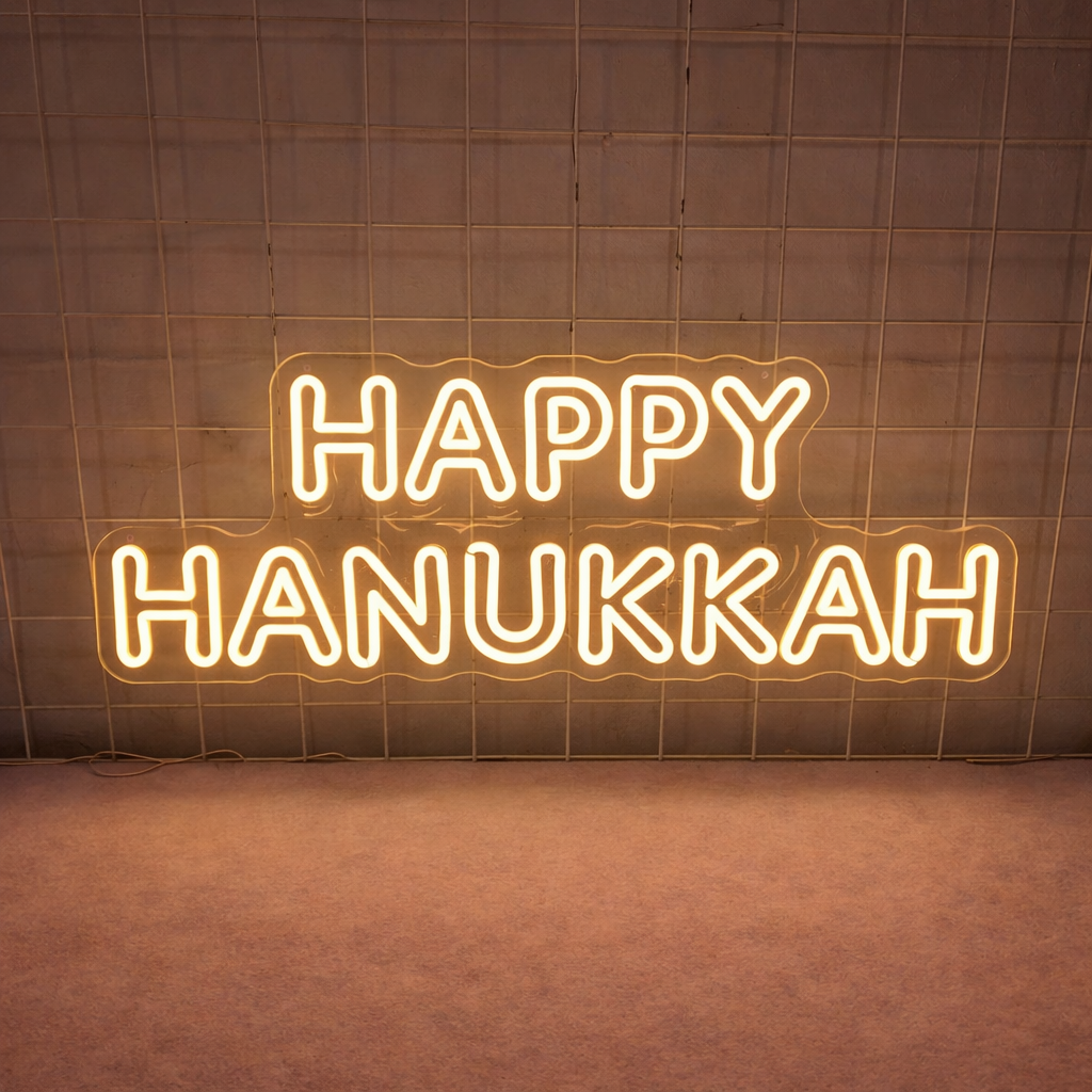Happy Hanukkah LED Neon Sign for Holiday Decor & Jewish Celebration