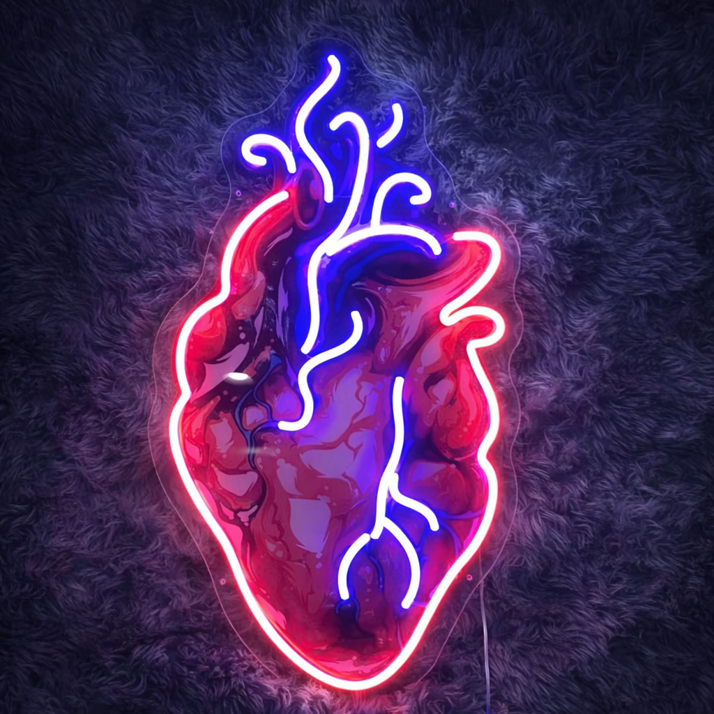 Anatomical Heart LED Neon Sign Human Heart Neon Light for Bar Tattoo Studio Decor