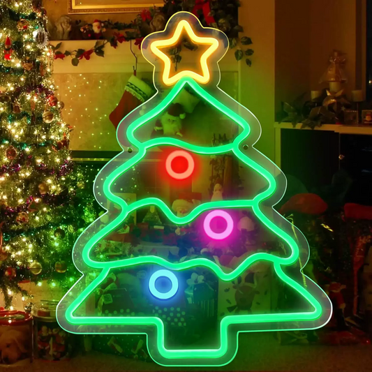 LED Christmas Tree Neon Sign with Star for Holiday Decor