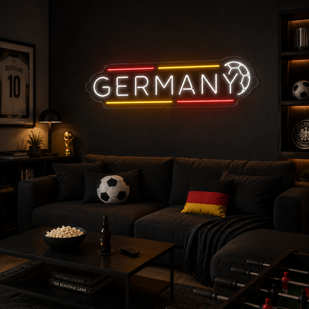 Germany Soccer LED Neon Sign German Flag Football Neon Light Wall Decor for Sports Bar Game Room