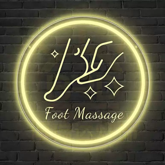 Foot Massage LED Neon Sign Round Warm White Neon Light for Spa Salon Wellness Wall Decor