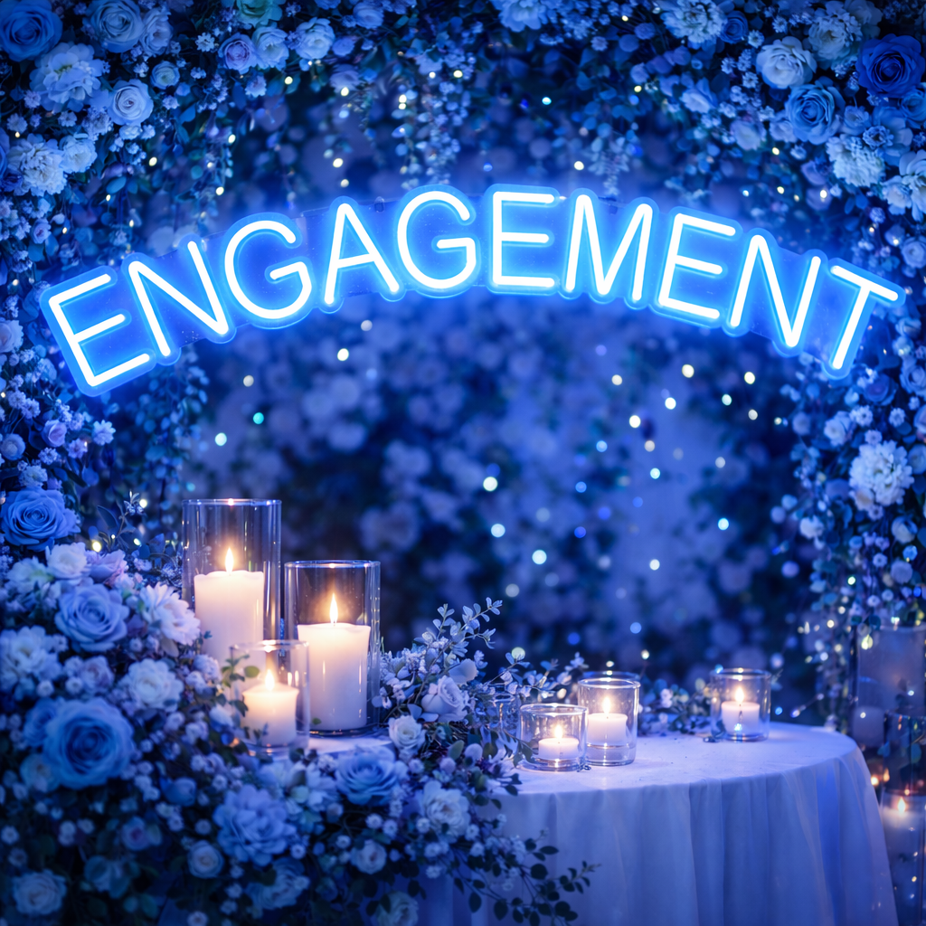 Engagement LED Neon Sign Elegant Arc Lettering with Warm White Illumination for Wedding & Proposal Decor