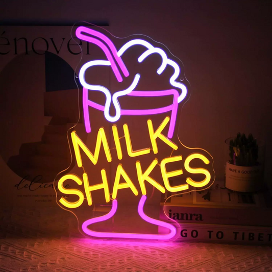 Milkshakes LED Neon Sign Dessert Drink Neon Light Wall Decor for Cafe Bar