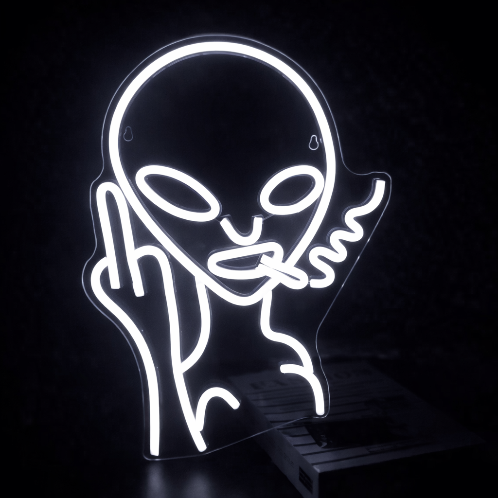 Alien Smoking LED Neon Sign for Cool Room Wall Decor
