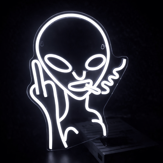 Alien Smoking LED Neon Sign for Cool Room Wall Decor
