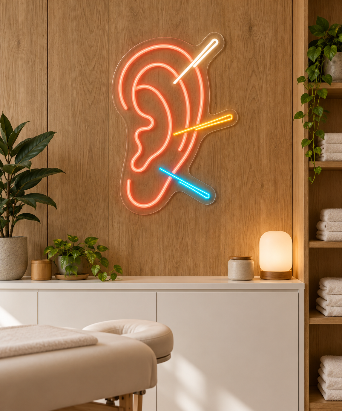 Ear Acupuncture LED Neon Sign for Acupuncture Clinics - interior setting