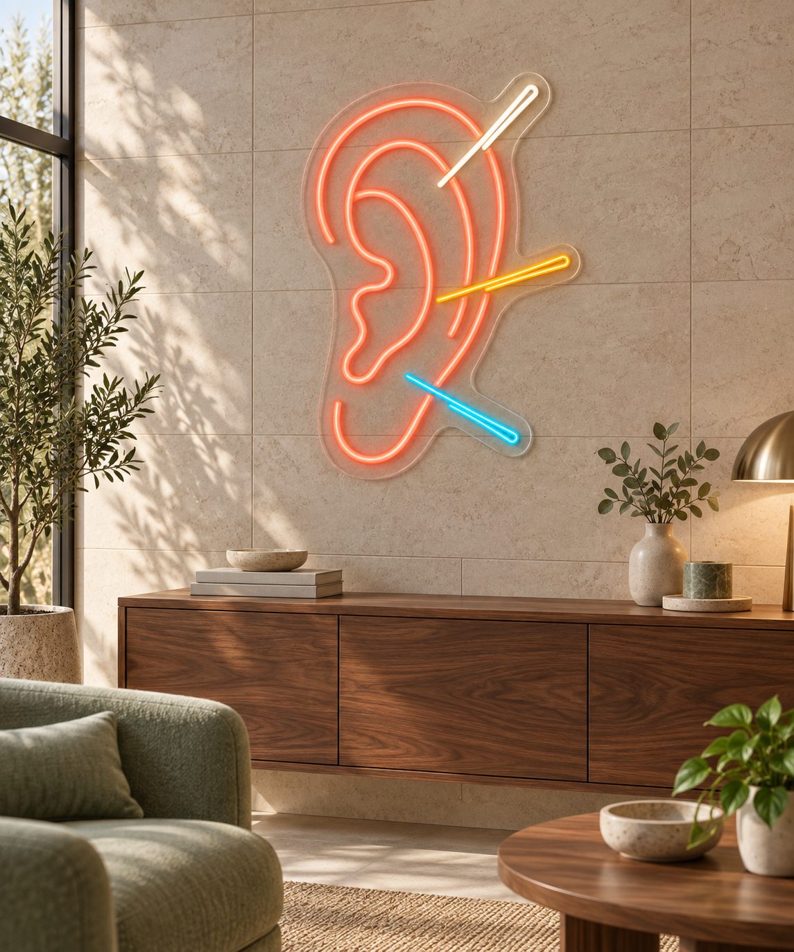 Ear Acupuncture LED Neon Sign for Acupuncture Clinics - interior setting