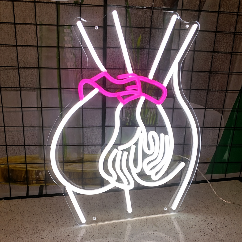Abstract Female Body with Hand LED Neon Sign Blue Pink Artistic Neon Light for Wall Decor