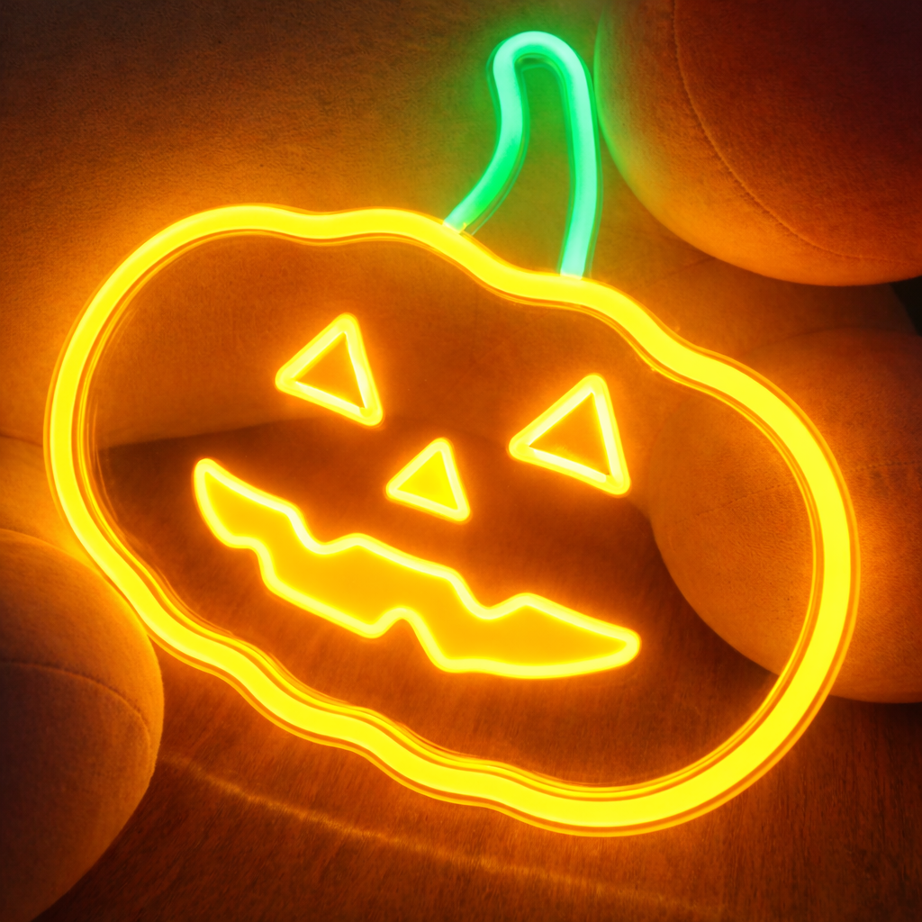 Halloween Pumpkin LED Neon Sign Cute Jack O Lantern Light Decor