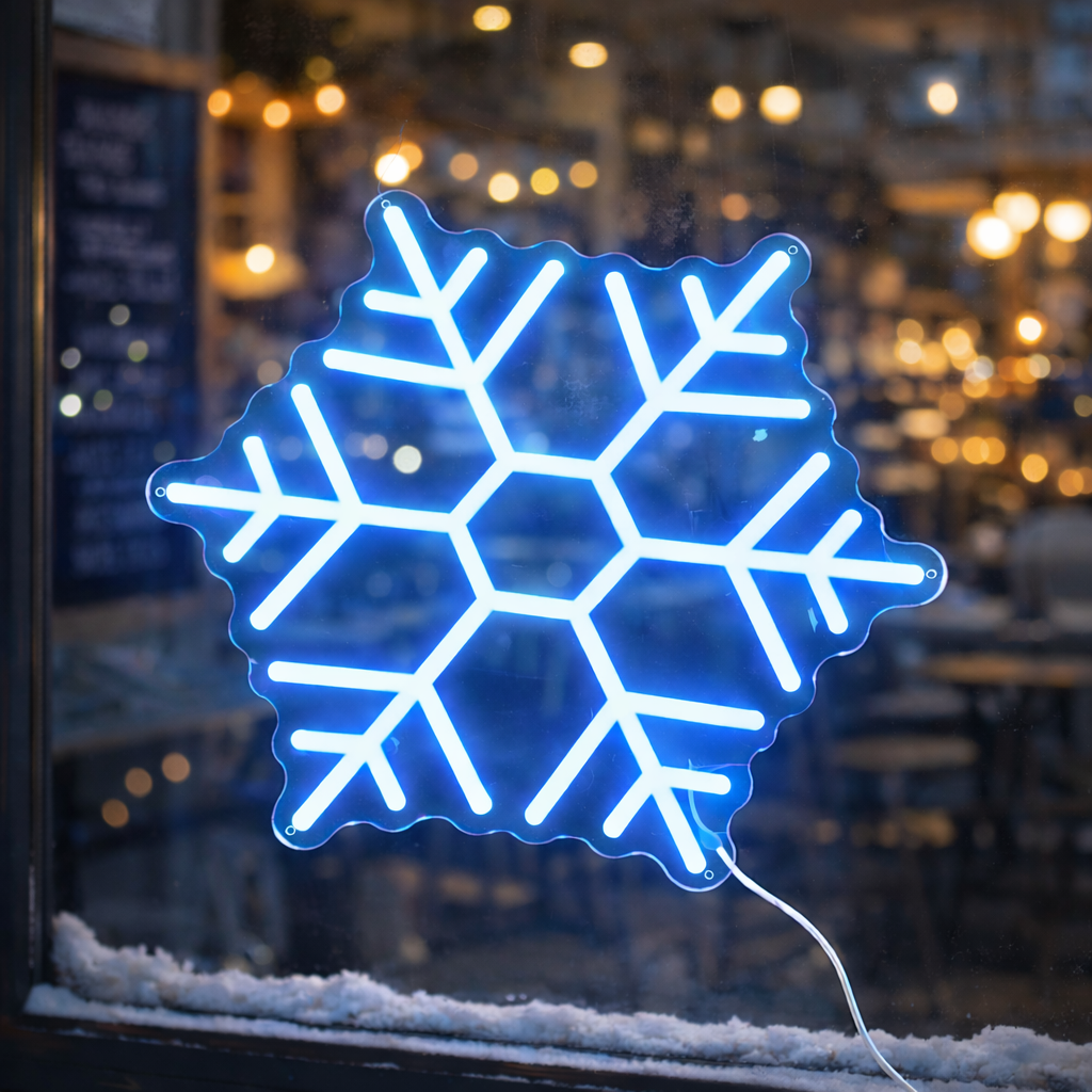 Snowflake LED Neon Sign Winter Christmas Wall Light for Home Party and Holiday Decor