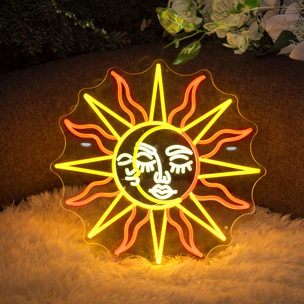 Sun and Moon LED Neon Sign Wall Decoration Home Bar Bedroom
