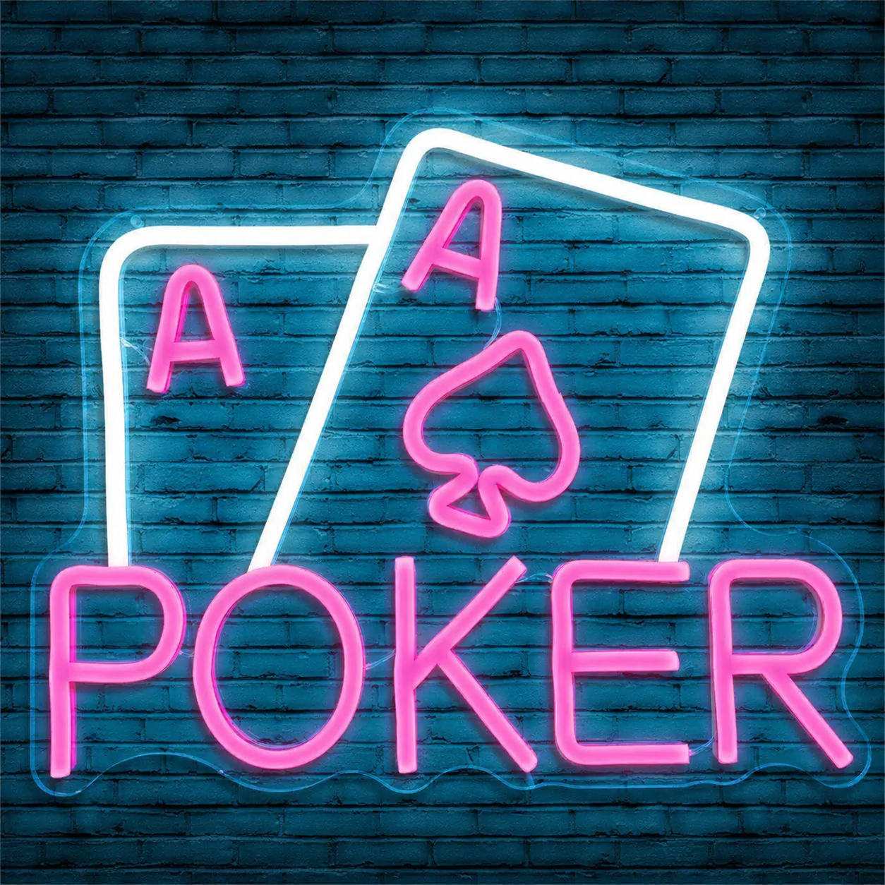 Poker Aces LED Neon Sign Playing Cards Neon Light for Game Room Bar Wall Decor