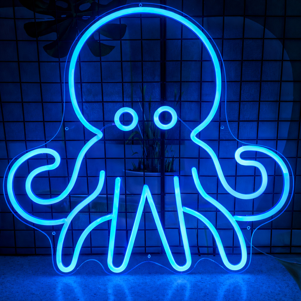 Cute Octopus LED Neon Sign for Kids Room Aquarium Bar Wall Decor