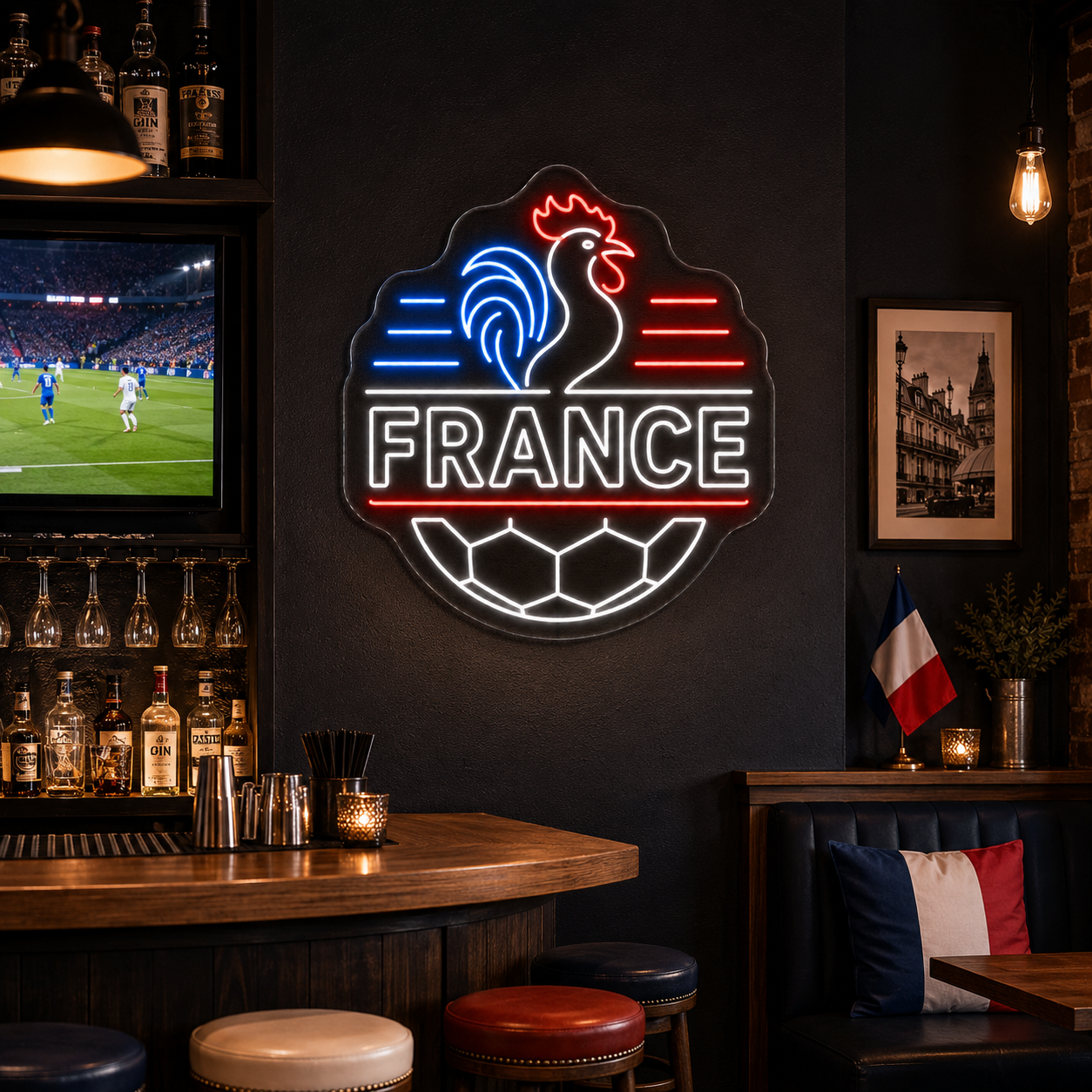 France Soccer LED Neon Sign Football Neon Light Wall Decor for Sports Bar Game Room