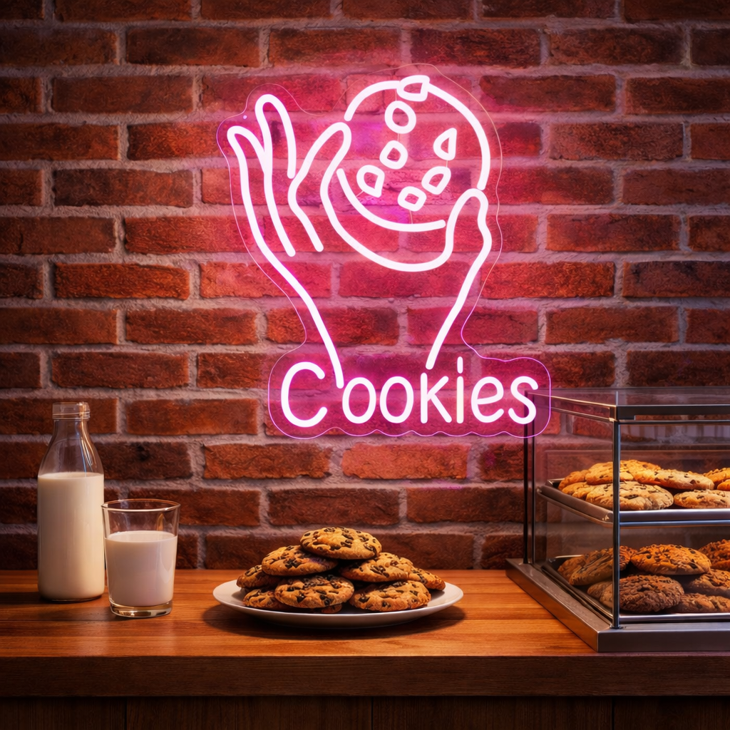 Cookies LED Neon Sign Cookie Shop Neon Light for Bakery Café Wall Decor