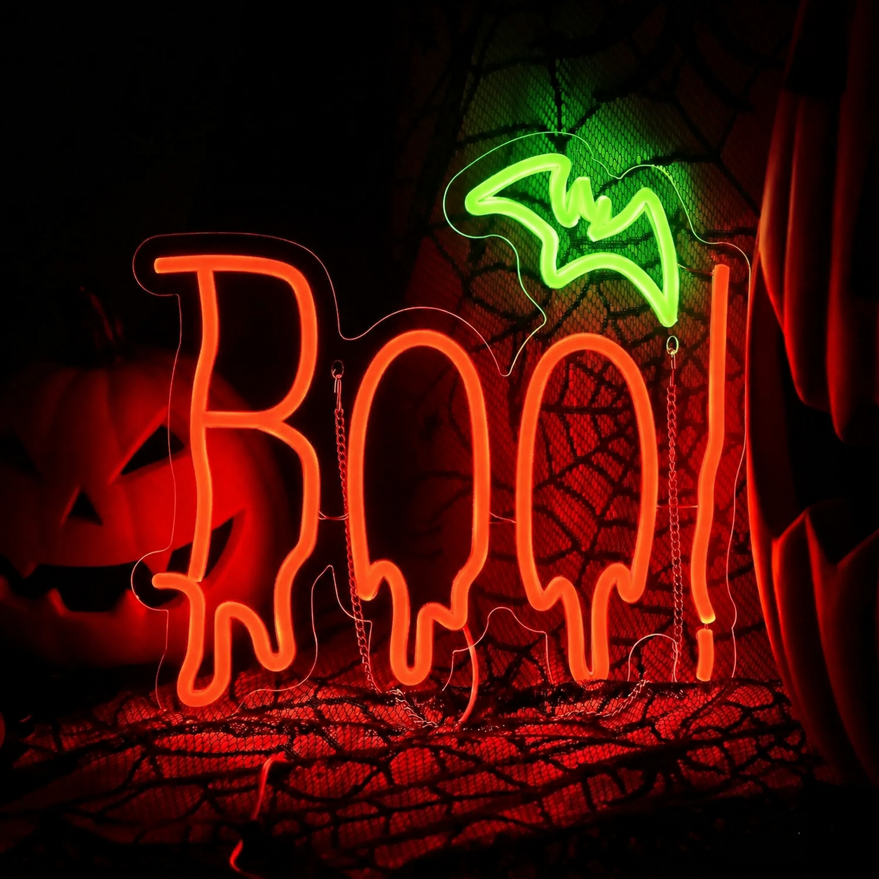 Boo Drip LED Neon Sign Halloween Bat Neon Light Wall Decor for Bedroom Party Bar