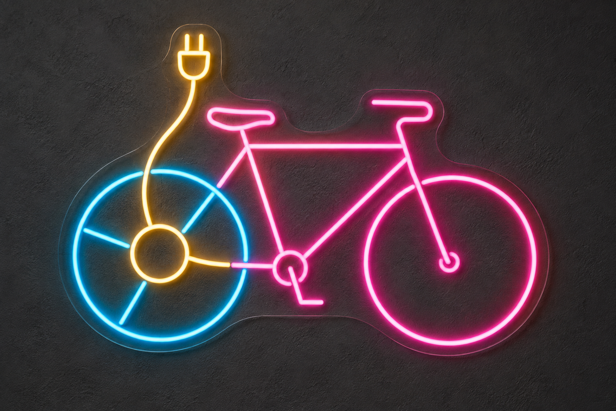 Electric Bicycle and Plug LED Neon Sign for E-Bike Shops - design reference