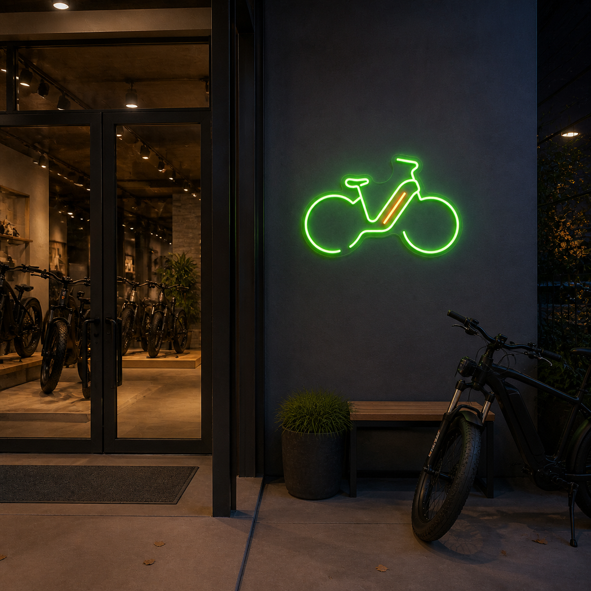 Electric Bicycle LED Neon Sign for Cycling Spaces - interior setting