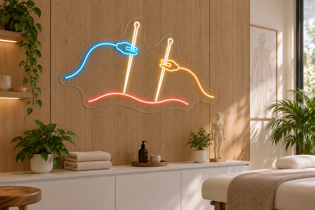 Electroacupuncture LED Neon Sign for Acupuncture Clinics - interior setting