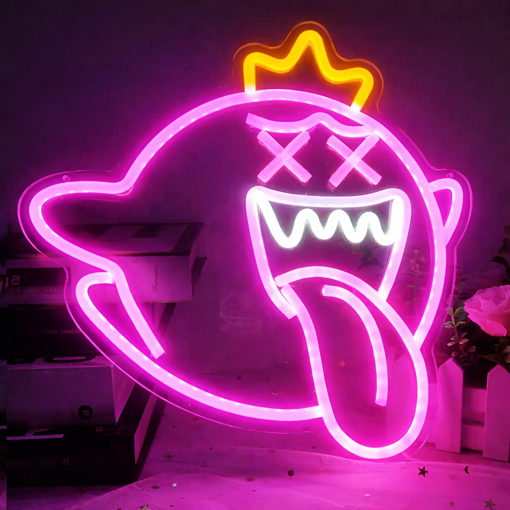 Ghost Crown LED Neon Sign for Bedroom Wall Decor Neon Light