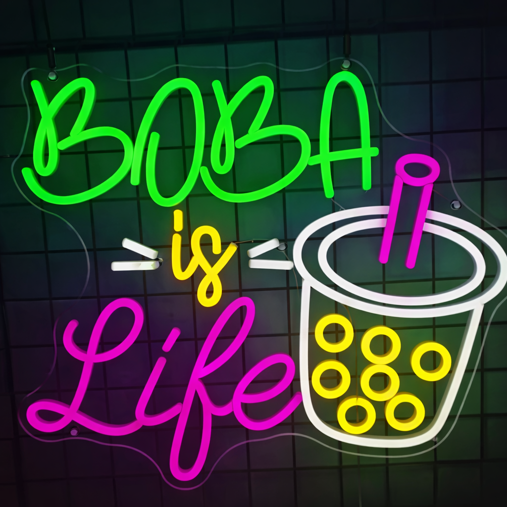 Boba Is Life LED Neon Sign Bubble Tea Neon Light for Cafe Shop Wall Decor