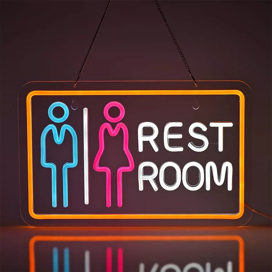 Restroom Neon Sign LED Light for Bathroom Door Wall Decor