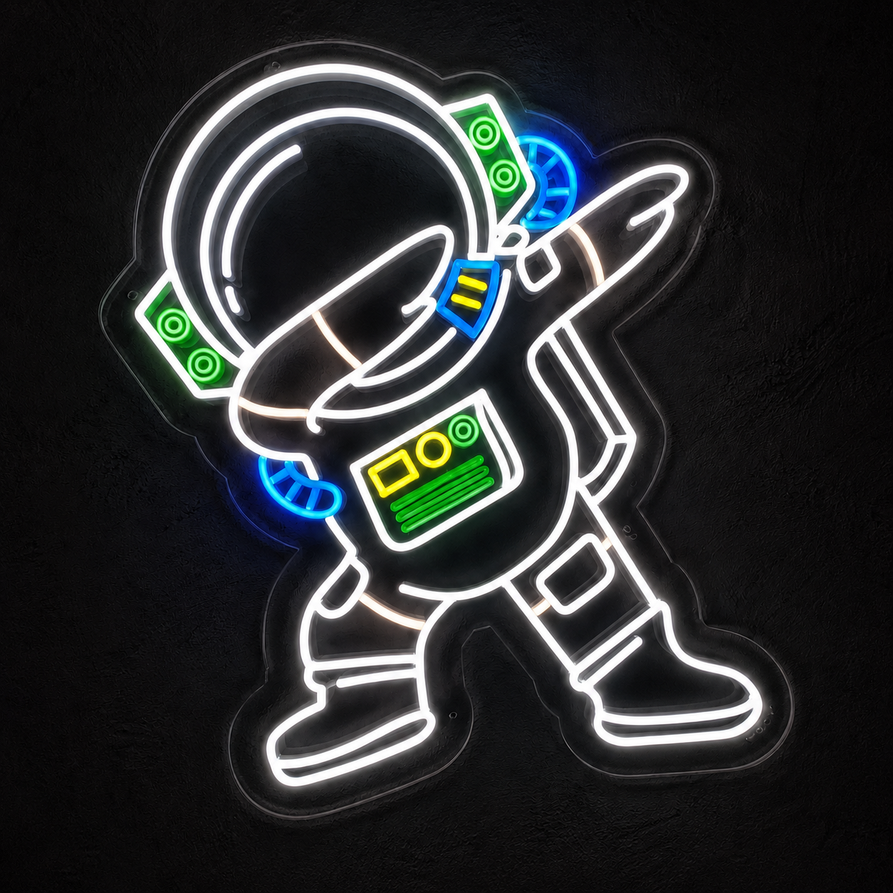 Astronaut Rocket LED Neon Sign White Blue Space Neon Light Wall Decor for Bedroom Game Room