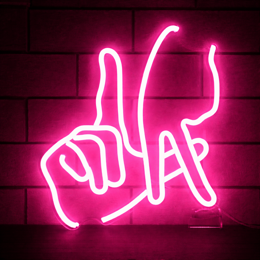 Abstract Hand Gesture LED Neon Sign Minimalist Blue Wall Light for Room Decor