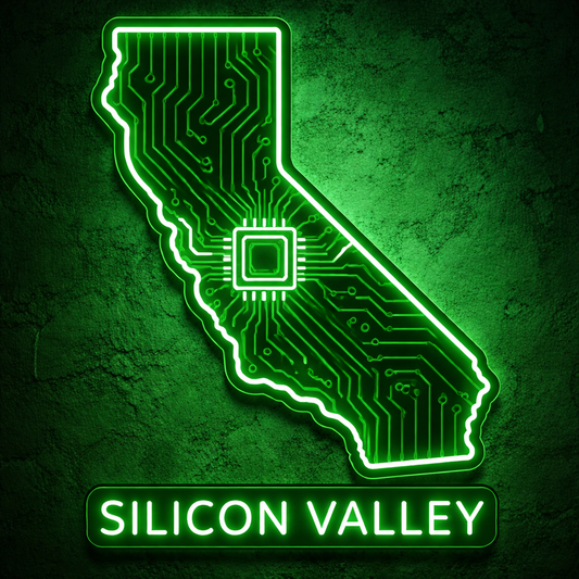 California Silicon Valley Circuit LED Neon Sign for Tech Office Wall Decor