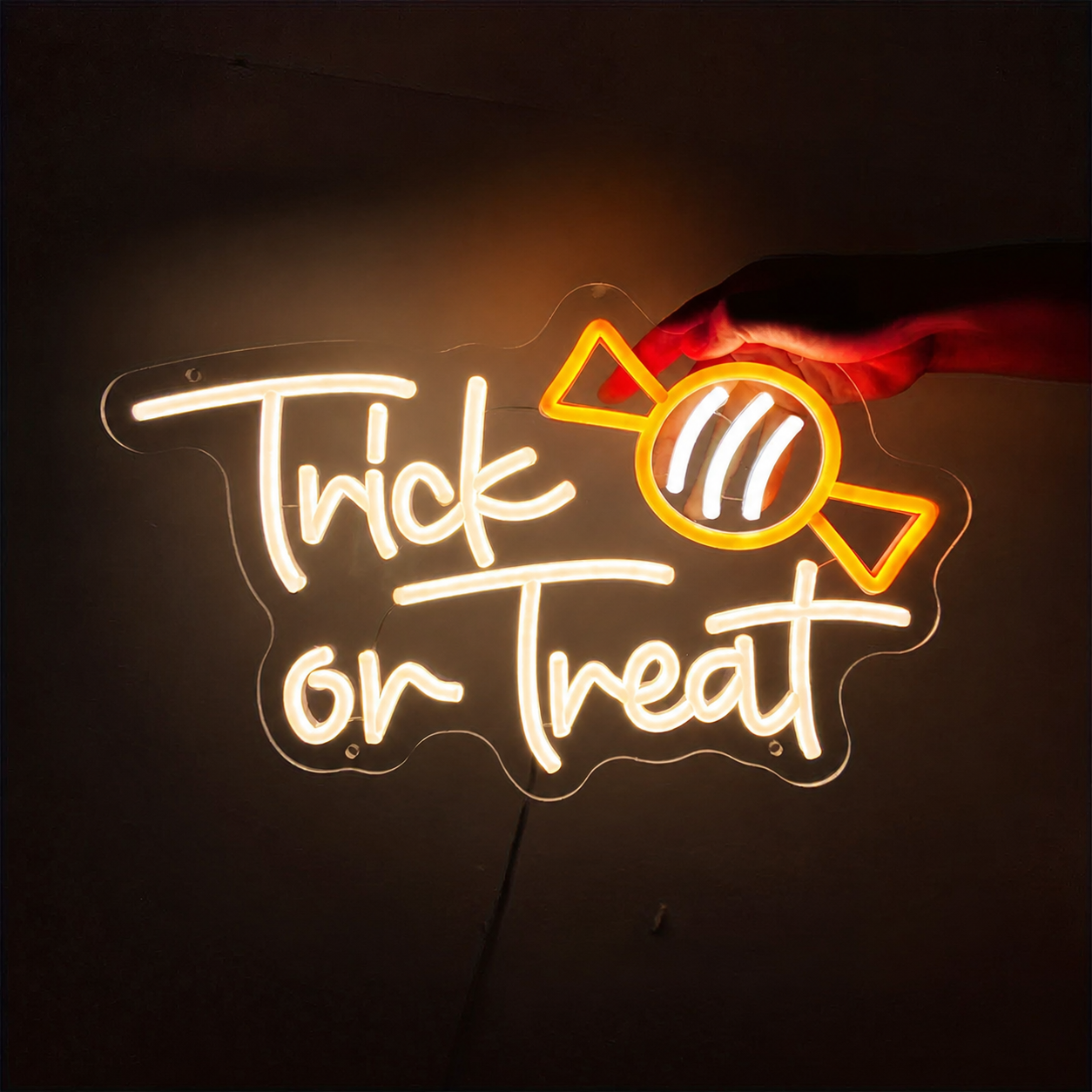 Trick or Treat LED Neon Sign Candy Neon Light Wall Decor for Halloween Party Room Bar Decor